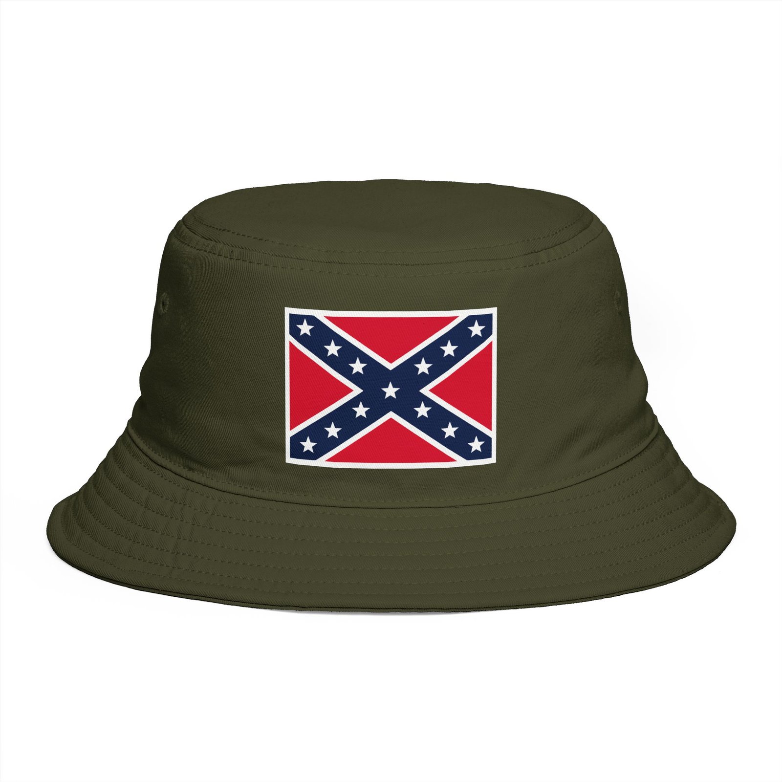 Confederate Flag Bucket Hat - Retro Rebel Patch Summer Sun Hat