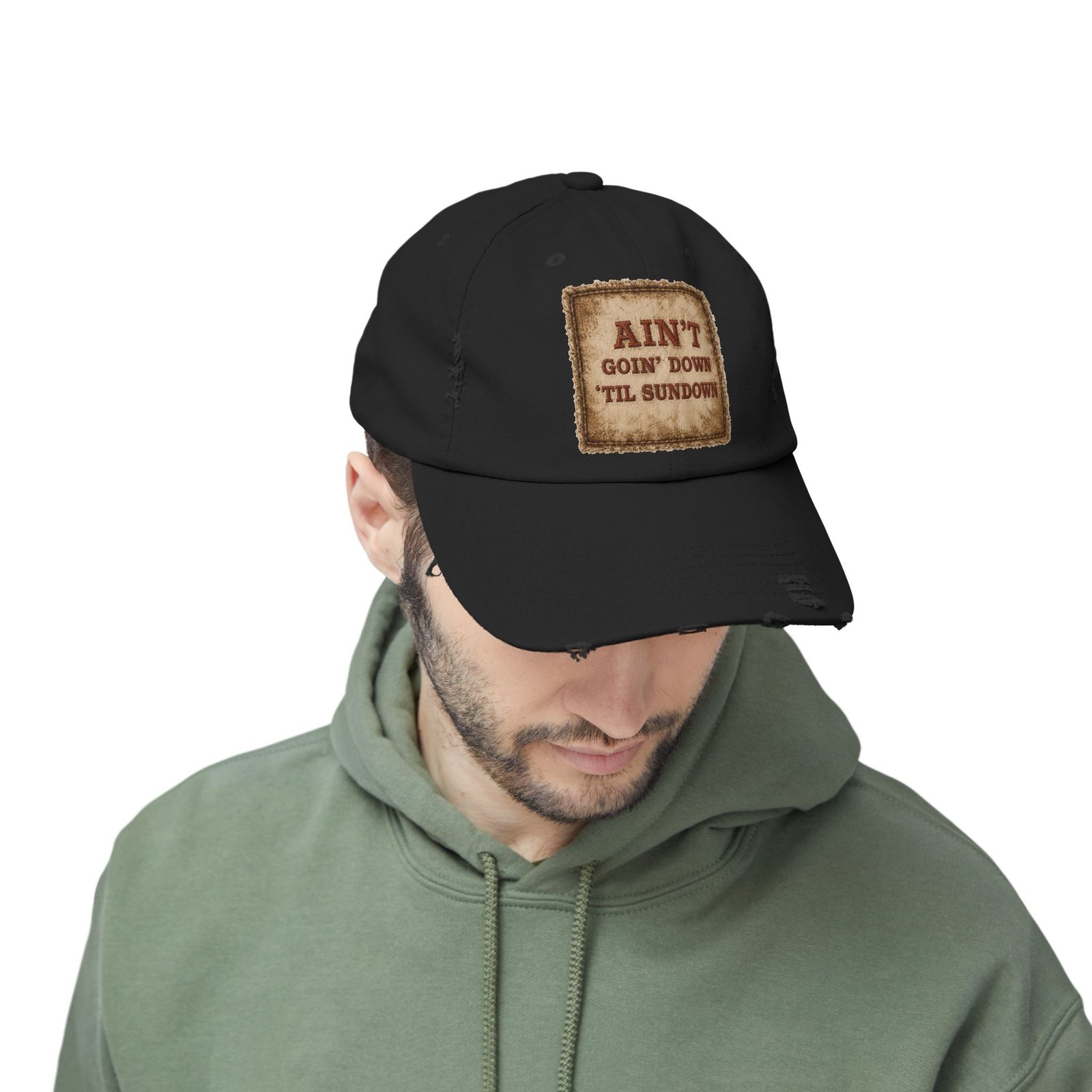 Distressed Baseball Cap - "Ain't Goin' Down 'Til Sundown" Patch Look 13 Distressed Baseball Cap - "Ain't Goin' Down 'Til Sundown" Patch Look - Image 13
