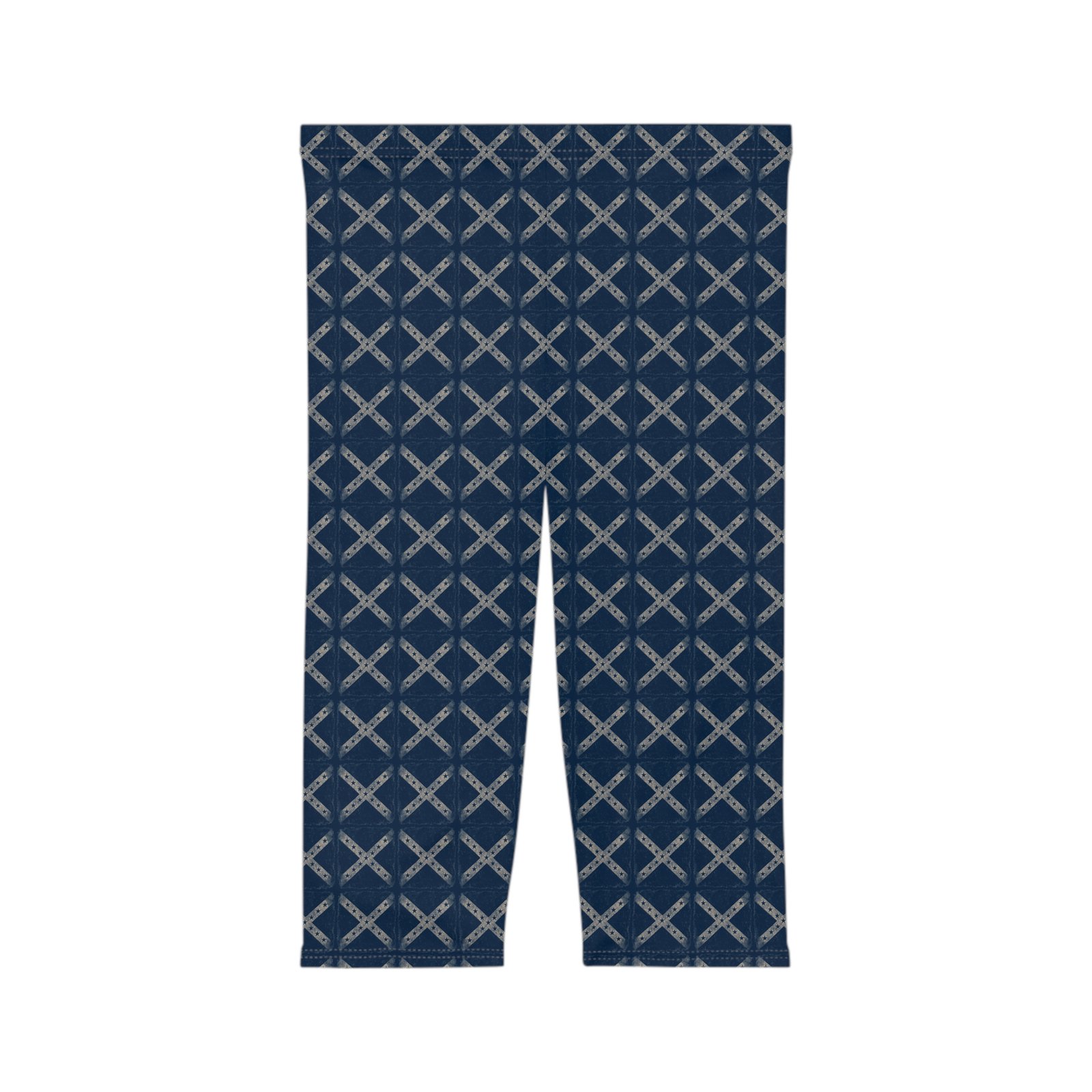 Navy Blue Rebel Flag Pattern - Capri Leggings - Women’s Activewear - Yoga Pants 7 Navy Blue Rebel Flag Pattern - Capri Leggings - Women’s Activewear - Yoga Pants - Image 7