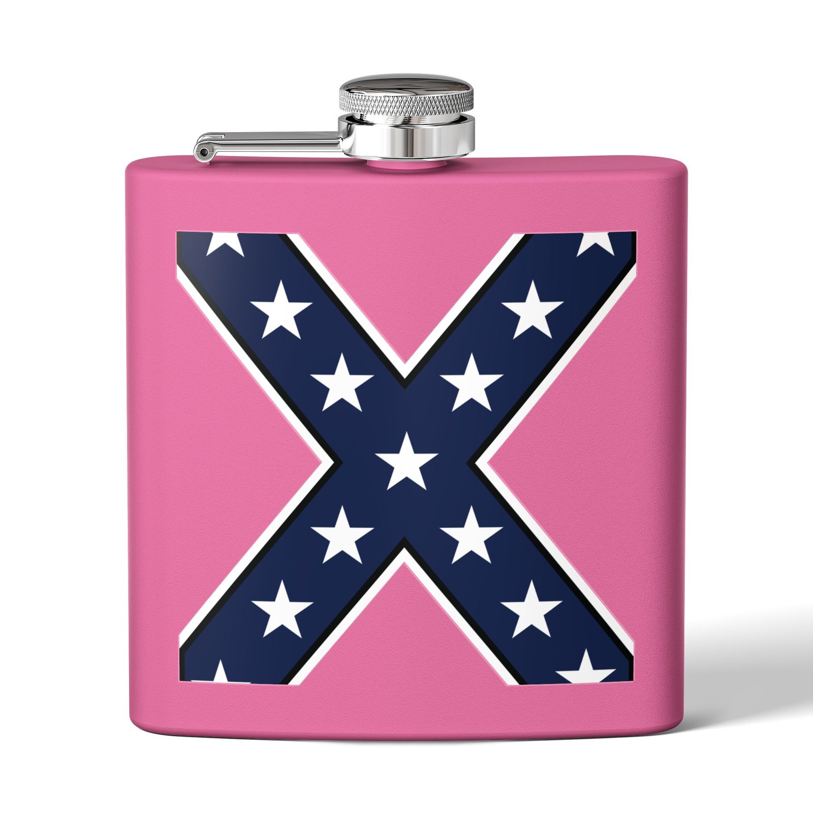 6oz Stainless Steel Flask - Confederate Flag 'X' - Stylized Rebel Flag - Choice of Colors - Image 7