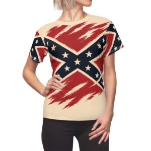 Patriotic Stylized Rebel Flag - Women's Tee - Red Cream Blue