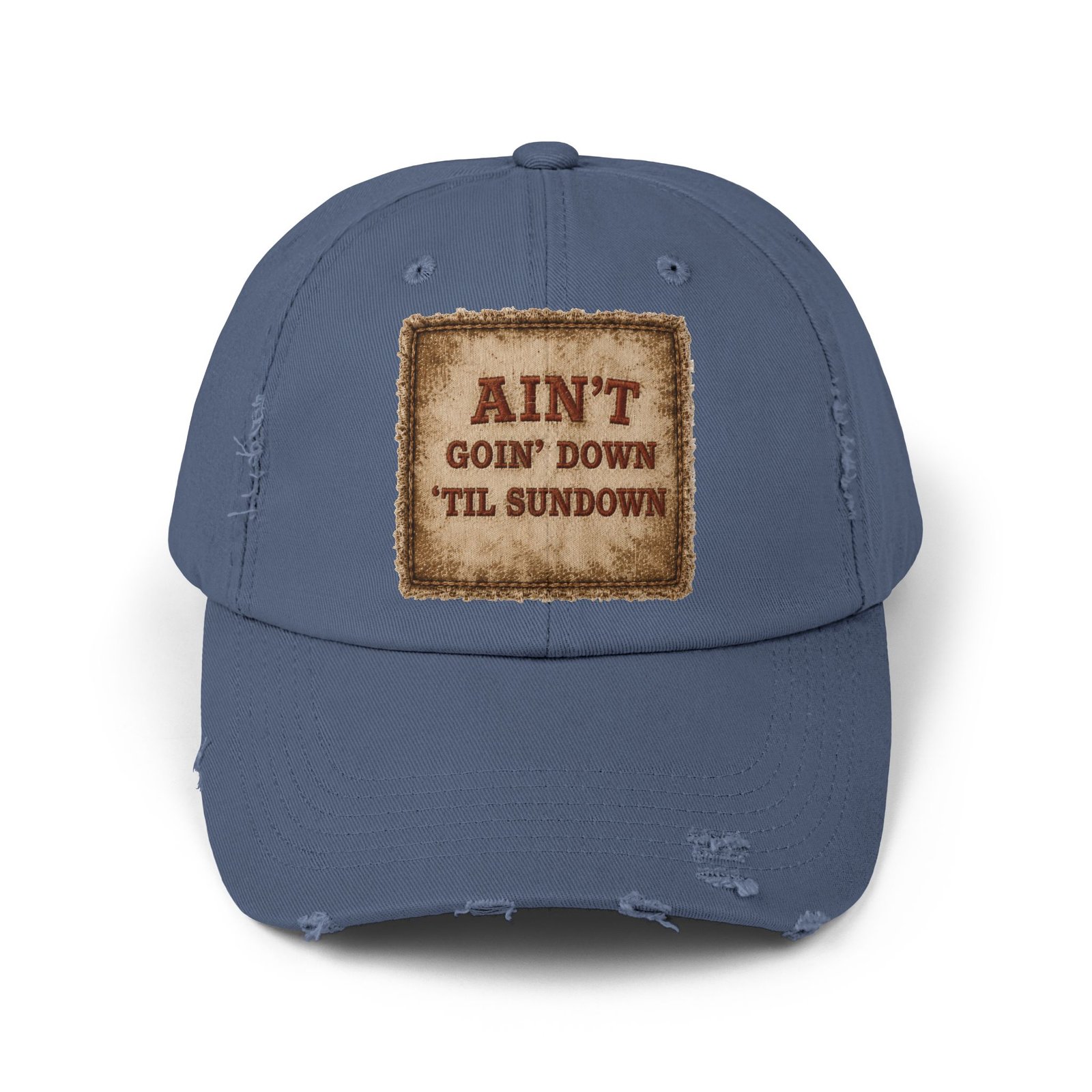 Distressed Baseball Cap - "Ain't Goin' Down 'Til Sundown" Patch Look 5 Distressed Baseball Cap - "Ain't Goin' Down 'Til Sundown" Patch Look - Image 5