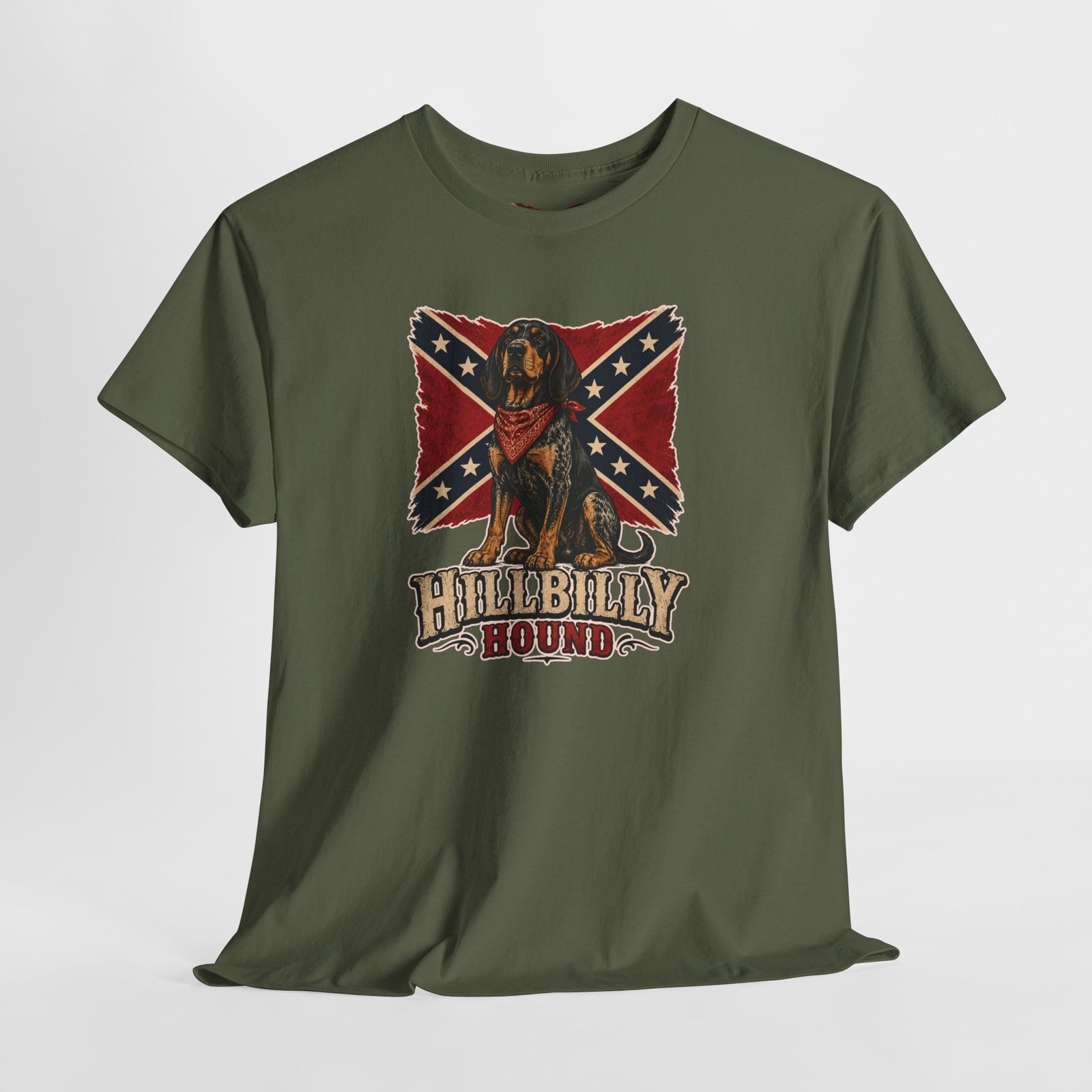Confederate Flag - Dog - 'Hillbilly Hound' - Version 2 - Rebel T-Shirt - Unisex Heavy Cotton Tee - Image 18