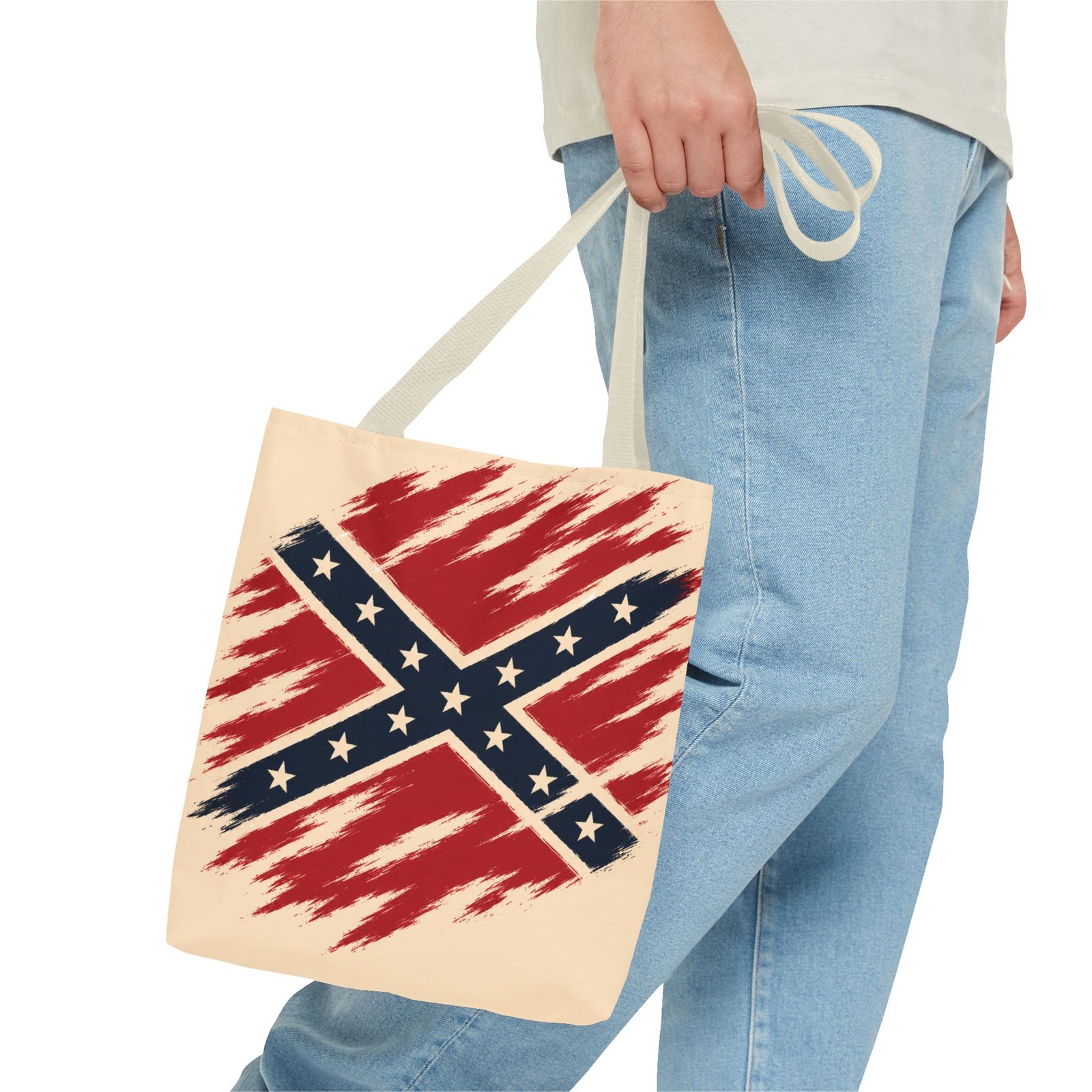Tote Bag - Stylized Rebel Flag - Confederate - Cream Bag - Choice of Handle Colors 15 Tote Bag - Stylized Rebel Flag - Confederate - Cream Bag - Choice of Handle Colors - Image 15