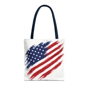Tote Bag - Stylized American Flag - USA - White Bag - Choice of Handle Colors