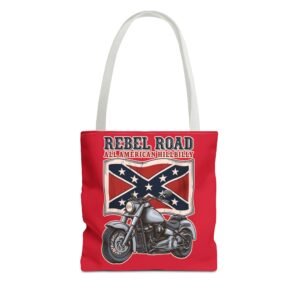 Tote Bag - Rebel Flag - Confederate - Rebel Road - Motorcycle - Choice of Handle Colors