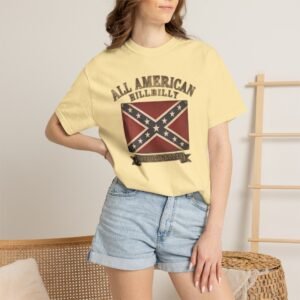 Garment-Dyed T-shirt - Comfort Colors 1717 - Vintage Metal Look Rebel Flag - 'All American Hillbilly'