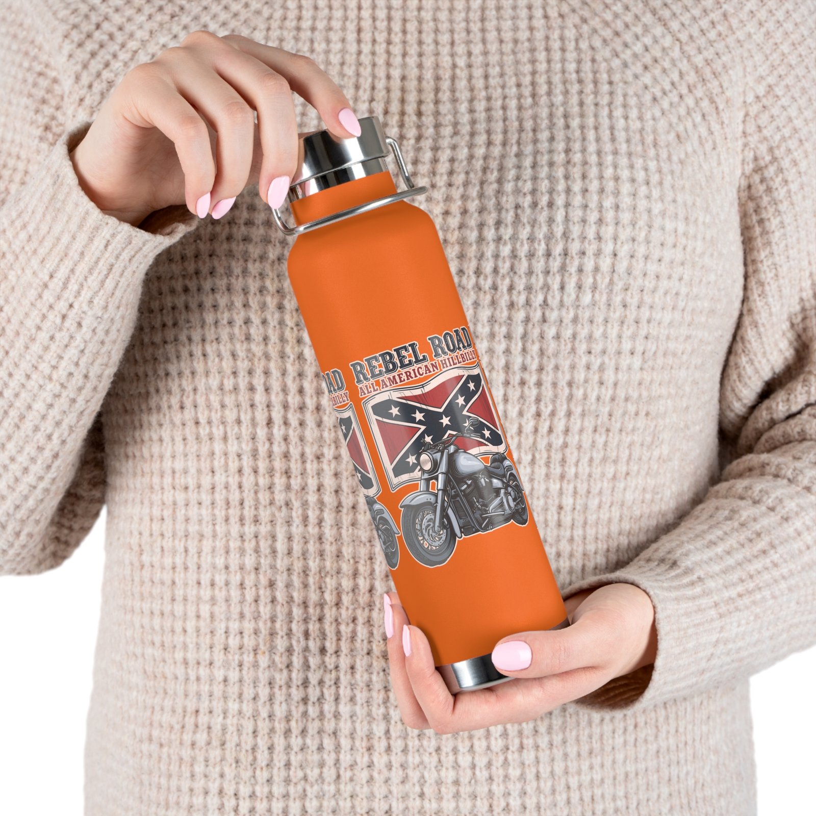 'All American Hillbilly' - 'Rebel Road' - Motorcycle - 22oz Insulated Water Bottle - Image 17