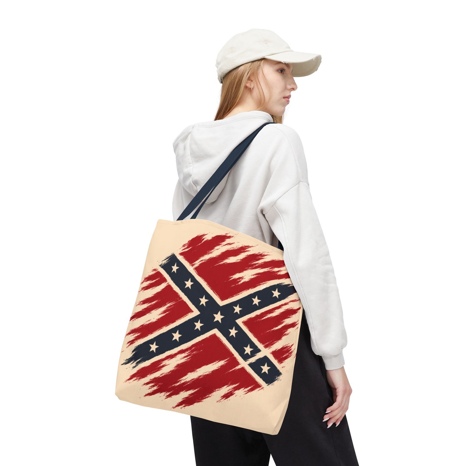Tote Bag - Stylized Rebel Flag - Confederate - Cream Bag - Choice of Handle Colors 13 Tote Bag - Stylized Rebel Flag - Confederate - Cream Bag - Choice of Handle Colors - Image 13
