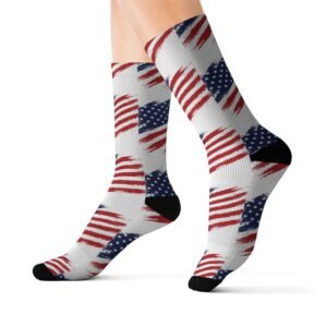 American Flag Sublimation Socks - Patriotic USA Crew Socks for 4th of July