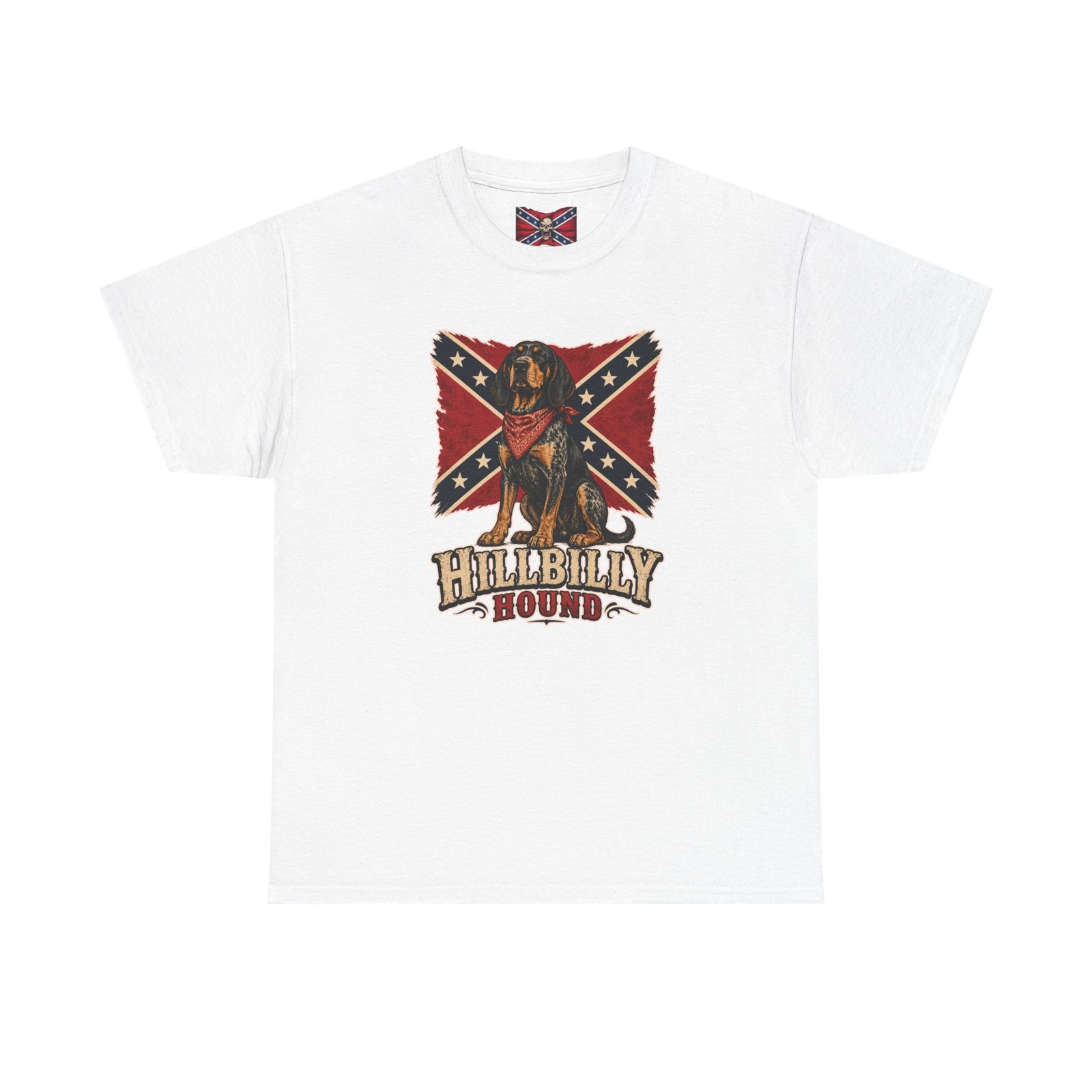 Confederate Flag - Dog - 'Hillbilly Hound' - Version 2 - Rebel T-Shirt - Unisex Heavy Cotton Tee - Image 22