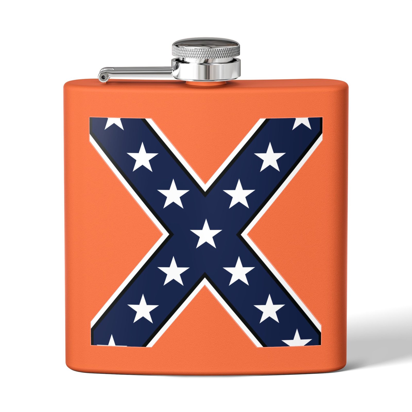 6oz Stainless Steel Flask - Confederate Flag 'X' - Stylized Rebel Flag - Choice of Colors - Image 10