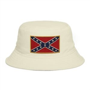 Rebel flag patch bucket hat in choice of colors.