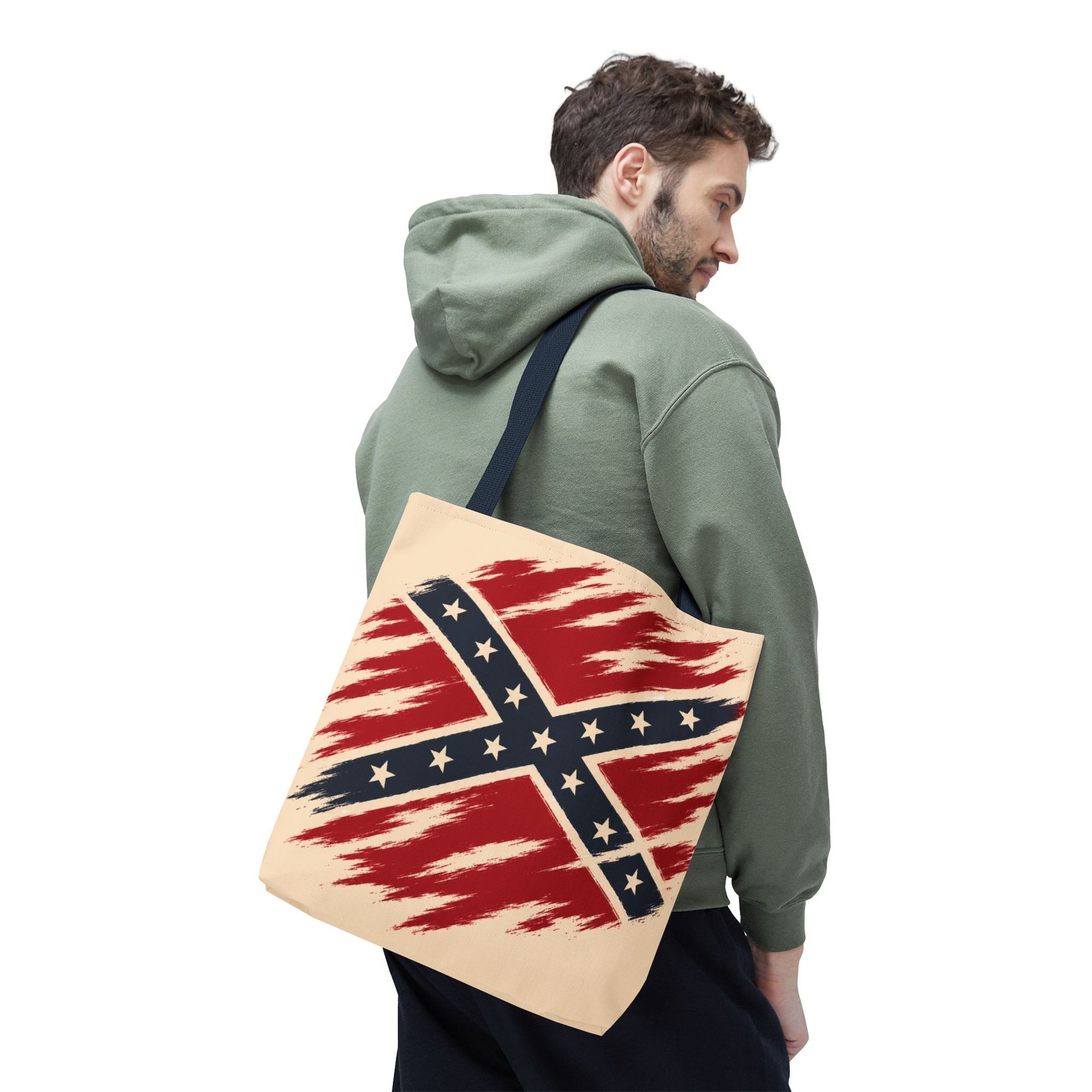 Tote Bag - Stylized Rebel Flag - Confederate - Cream Bag - Choice of Handle Colors 5 Tote Bag - Stylized Rebel Flag - Confederate - Cream Bag - Choice of Handle Colors - Image 5