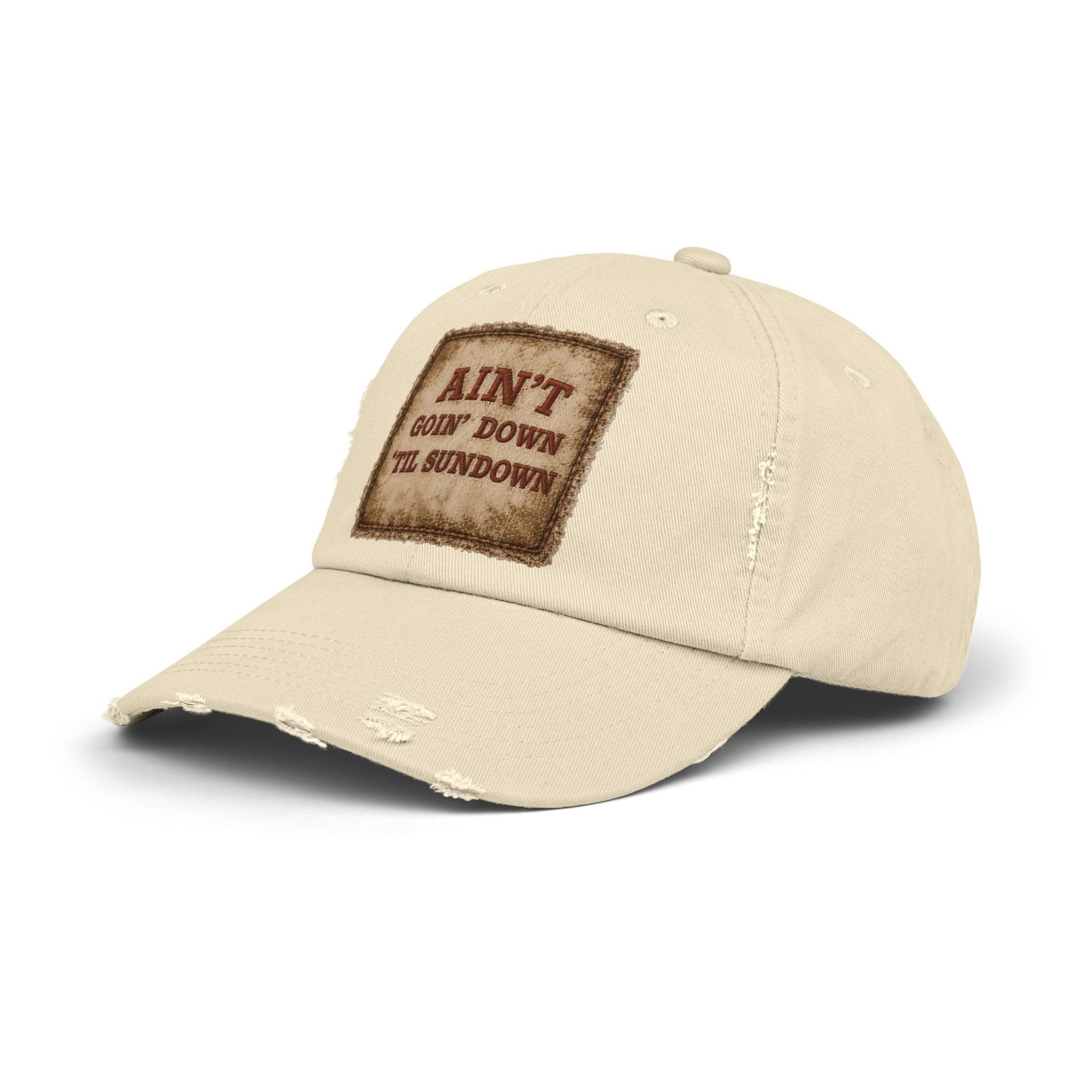 Distressed Baseball Cap - "Ain't Goin' Down 'Til Sundown" Patch Look 22 Distressed Baseball Cap - "Ain't Goin' Down 'Til Sundown" Patch Look - Image 22