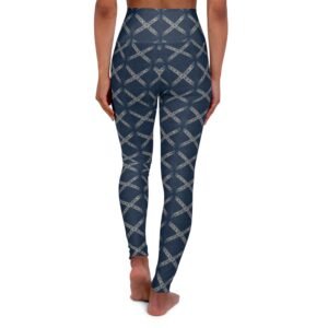 Navy Blue Distressed Rebel Flag Pattern - High-Waist Yoga Leggings – Activewear Pants