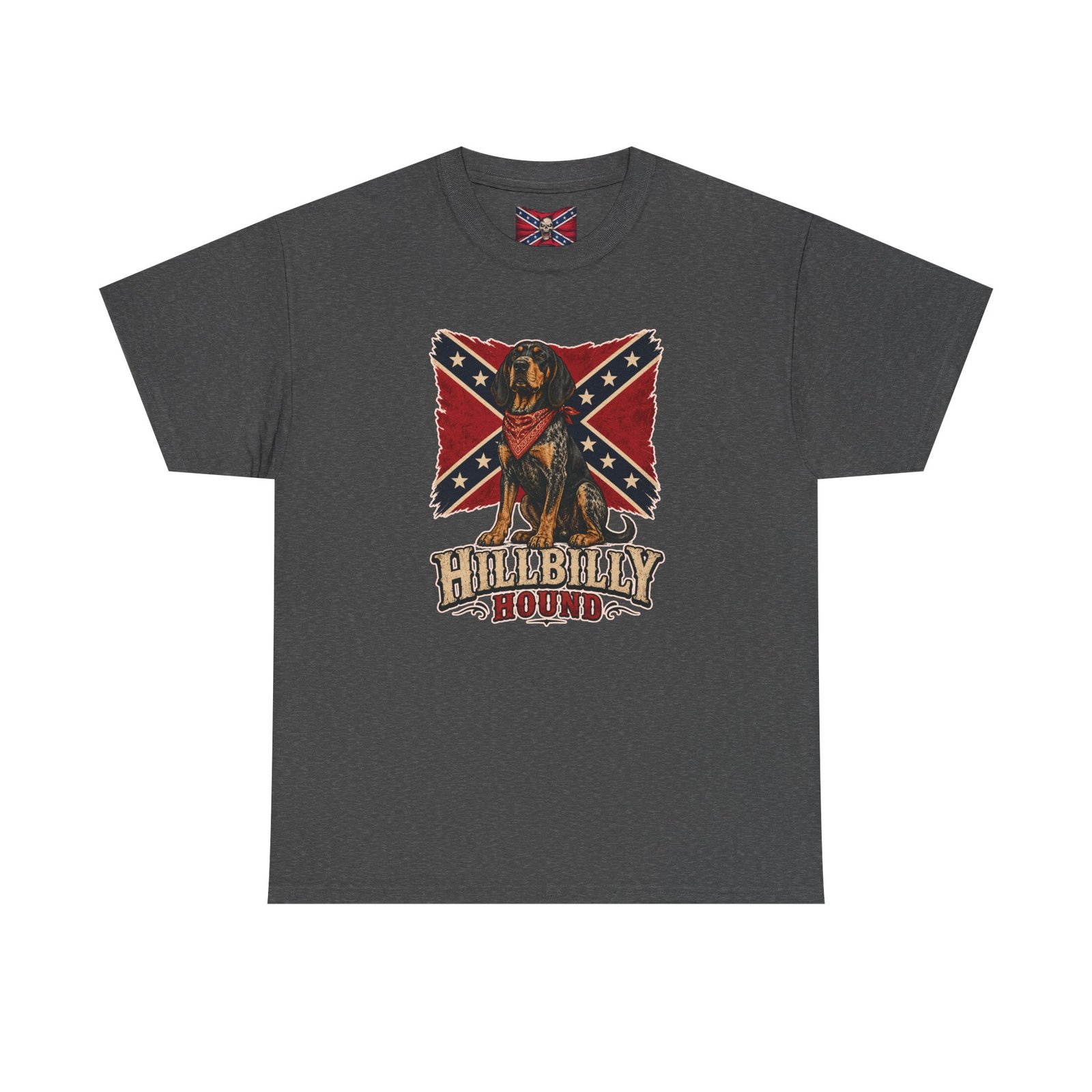 Confederate Flag - Dog - 'Hillbilly Hound' - Version 2 - Rebel T-Shirt - Unisex Heavy Cotton Tee - Image 20