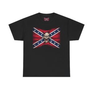 Confederate Flag - Angry Skull - Rebel - T-Shirt - Unisex Heavy Cotton Tee 2