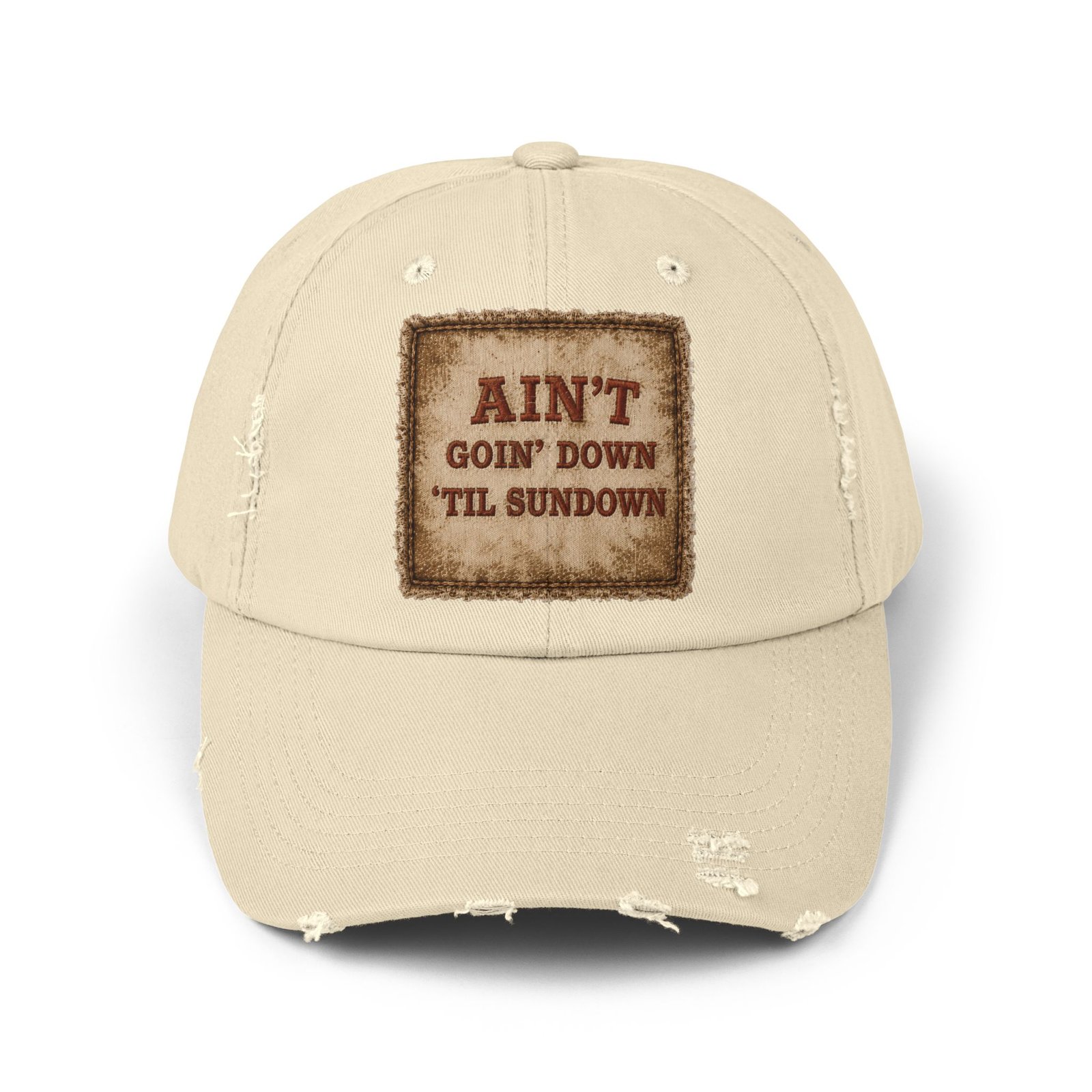 Distressed Baseball Cap - "Ain't Goin' Down 'Til Sundown" Patch Look 6 Distressed Baseball Cap - "Ain't Goin' Down 'Til Sundown" Patch Look - Image 6