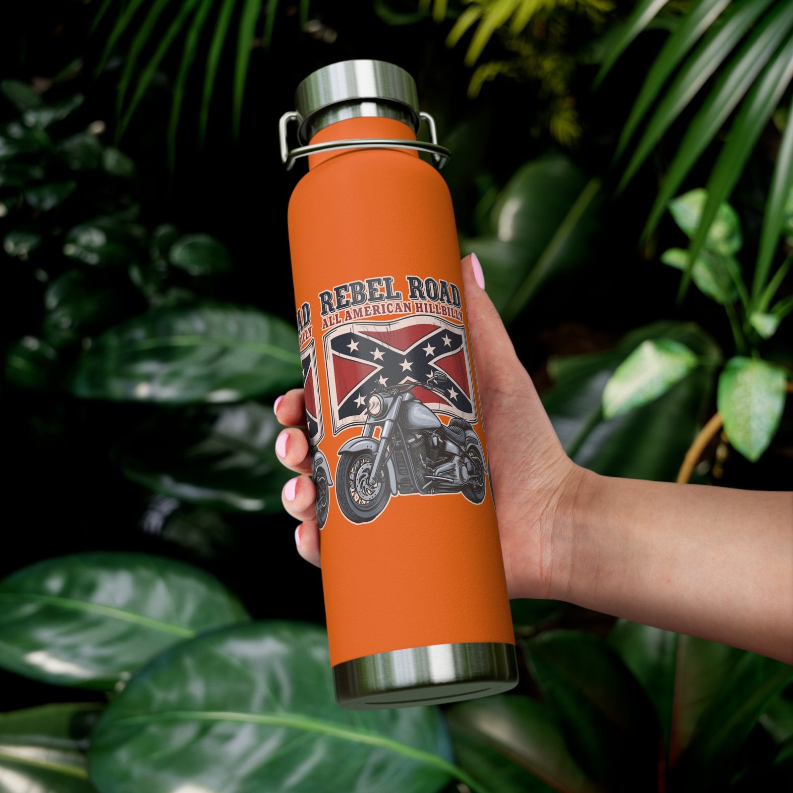 'All American Hillbilly' - 'Rebel Road' - Motorcycle - 22oz Insulated Water Bottle - Image 3