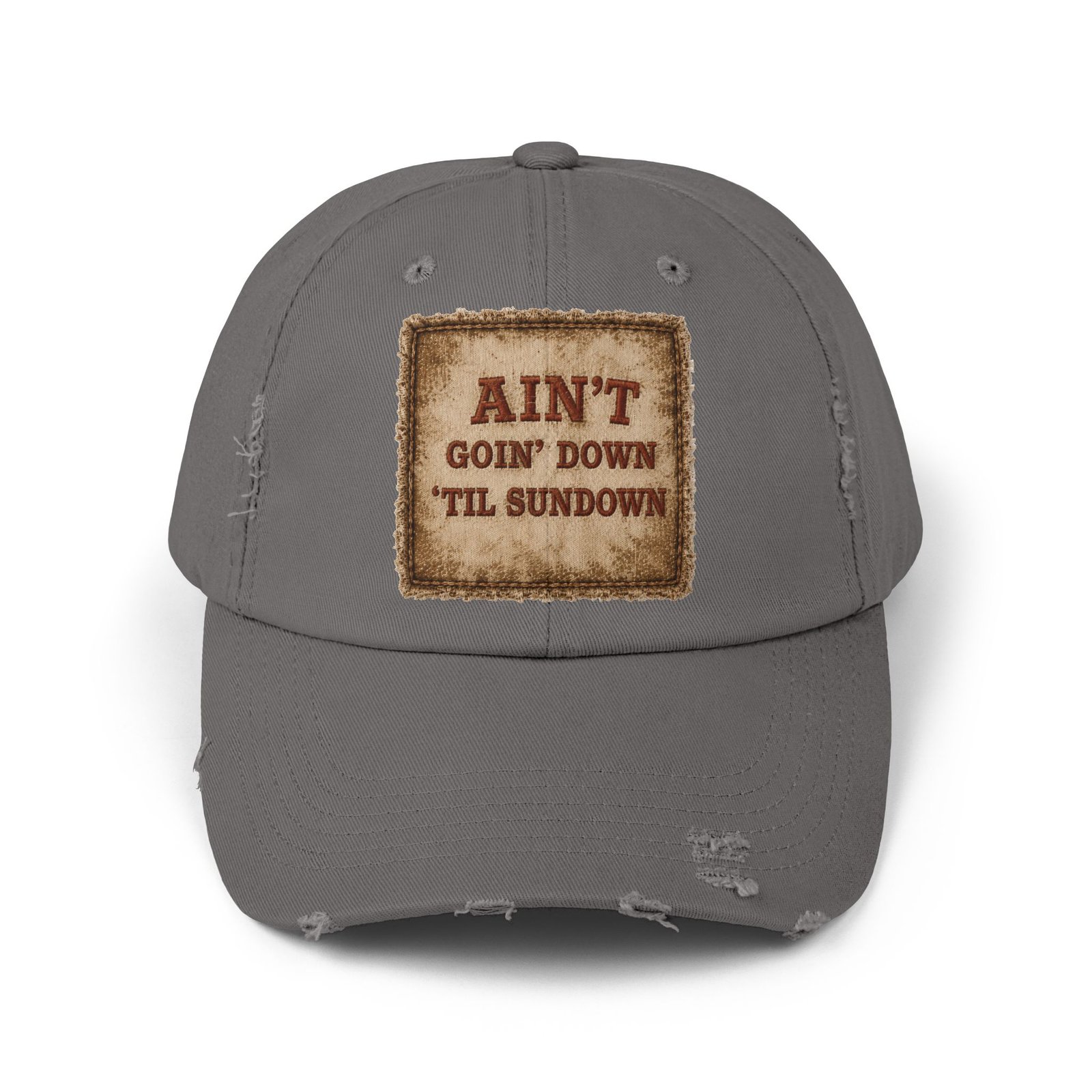 Distressed Baseball Cap - "Ain't Goin' Down 'Til Sundown" Patch Look 2 Distressed Baseball Cap - "Ain't Goin' Down 'Til Sundown" Patch Look - Image 2