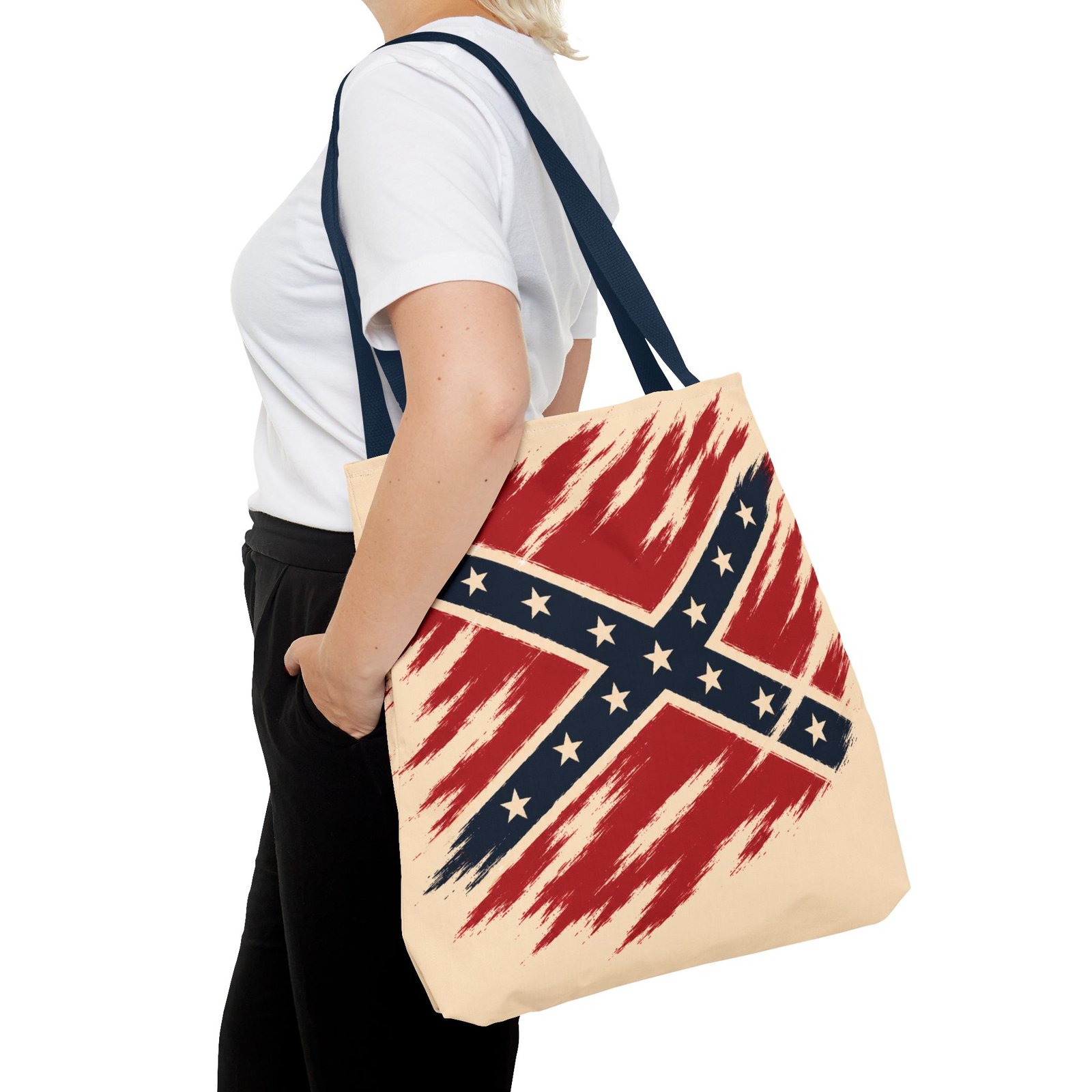 Tote Bag - Stylized Rebel Flag - Confederate - Cream Bag - Choice of Handle Colors 12 Tote Bag - Stylized Rebel Flag - Confederate - Cream Bag - Choice of Handle Colors - Image 12