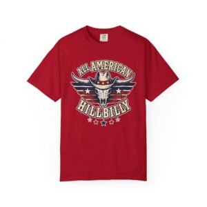 Garment-Dyed T-shirt - Comfort Colors 1717 - All American Hillbilly - Longhorn Steer Skull Version 2