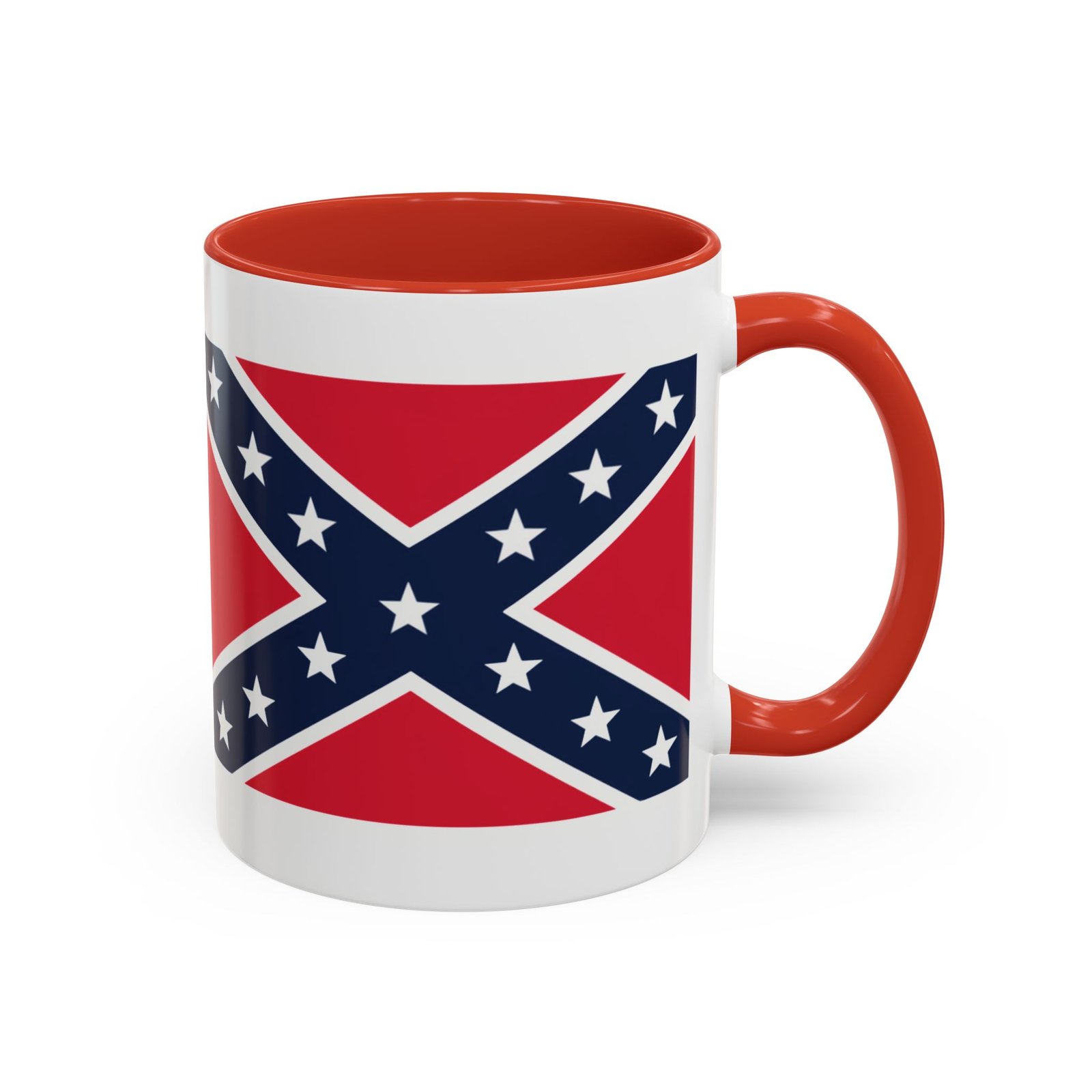 Accent Coffee Mug - Rebel Flag - Confederate - Heritage Cup - Choice of Colors