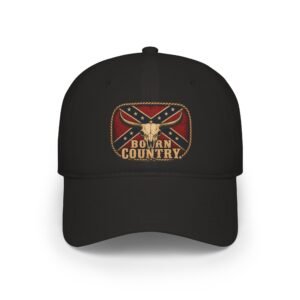 Low Profile Cap with Confederate Flag - 'Born Country' - Longhorn Skull - Ballcap - Rebel - Choice of Colors
