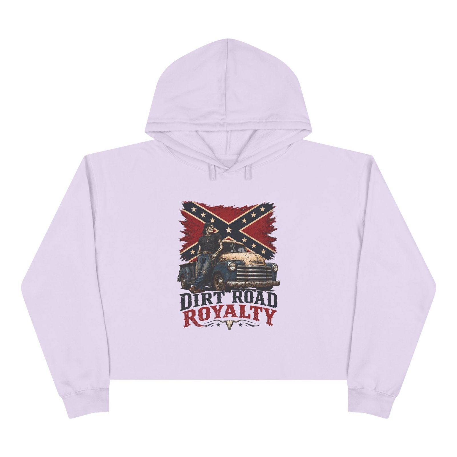 Crop Hoodie - Rebel Flag Biker Hooded Sweatshirt - Truck - 'Dirt Road Royalty' - Image 8