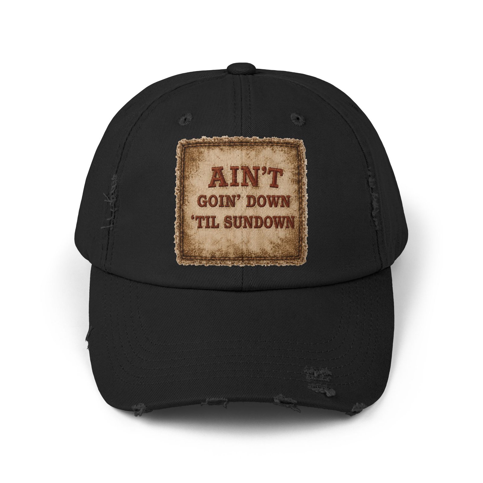 Distressed Baseball Cap - "Ain't Goin' Down 'Til Sundown" Patch Look 8 Distressed Baseball Cap - "Ain't Goin' Down 'Til Sundown" Patch Look - Image 8