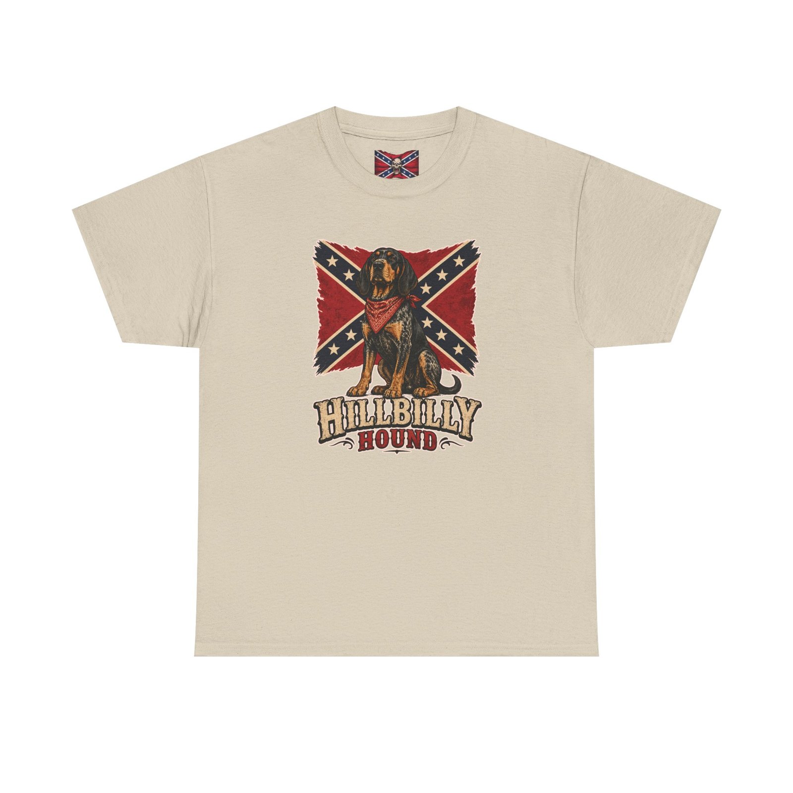 Confederate Flag - Dog - 'Hillbilly Hound' - Version 2 - Rebel T-Shirt - Unisex Heavy Cotton Tee - Image 24