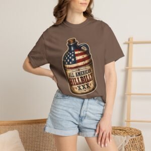 Garment-Dyed T-shirt - Comfort Colors 1717 - American Flag - Moonshine Jug - 'All American Hillbilly XXX'