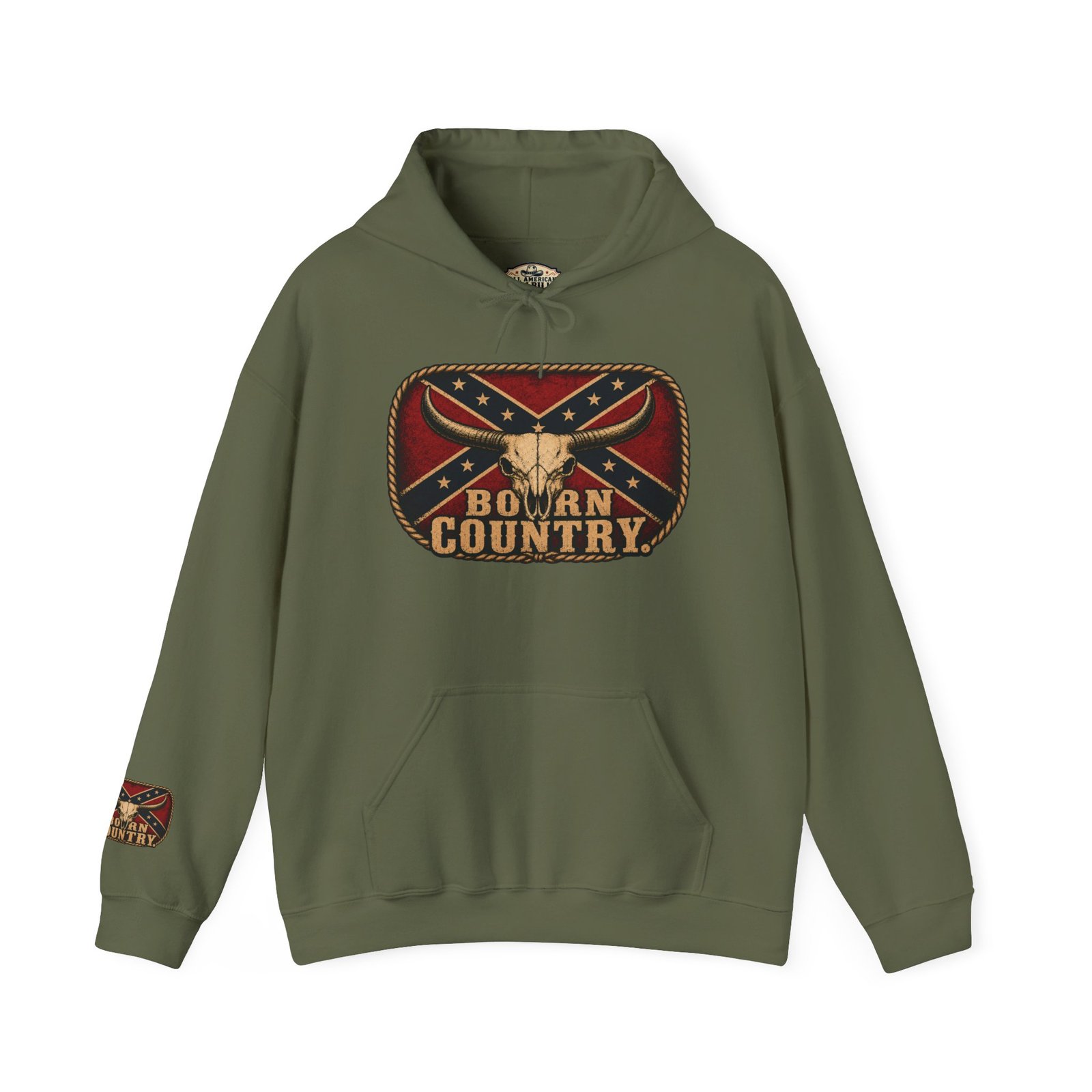 Hoodie - Confederate Pullover - 'Born Country' - Hooded Sweatshirt - Rebel - Choice of Colors - Image 20