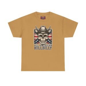 Confederate Flag - Cowboy Skull - 'All American Hillbilly' - T-Shirt - Unisex Heavy Cotton Tee