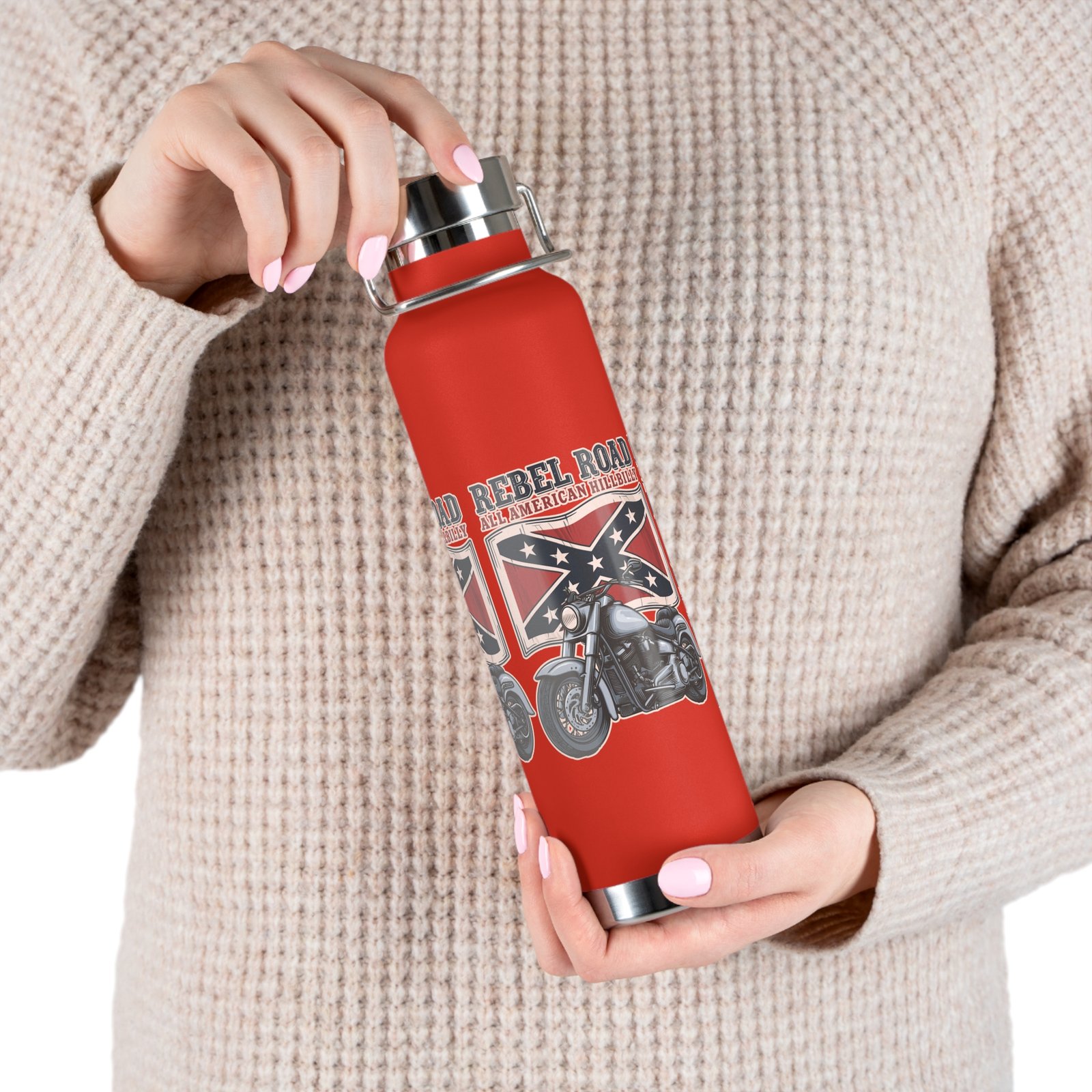 'All American Hillbilly' - 'Rebel Road' - Motorcycle - 22oz Insulated Water Bottle - Image 6
