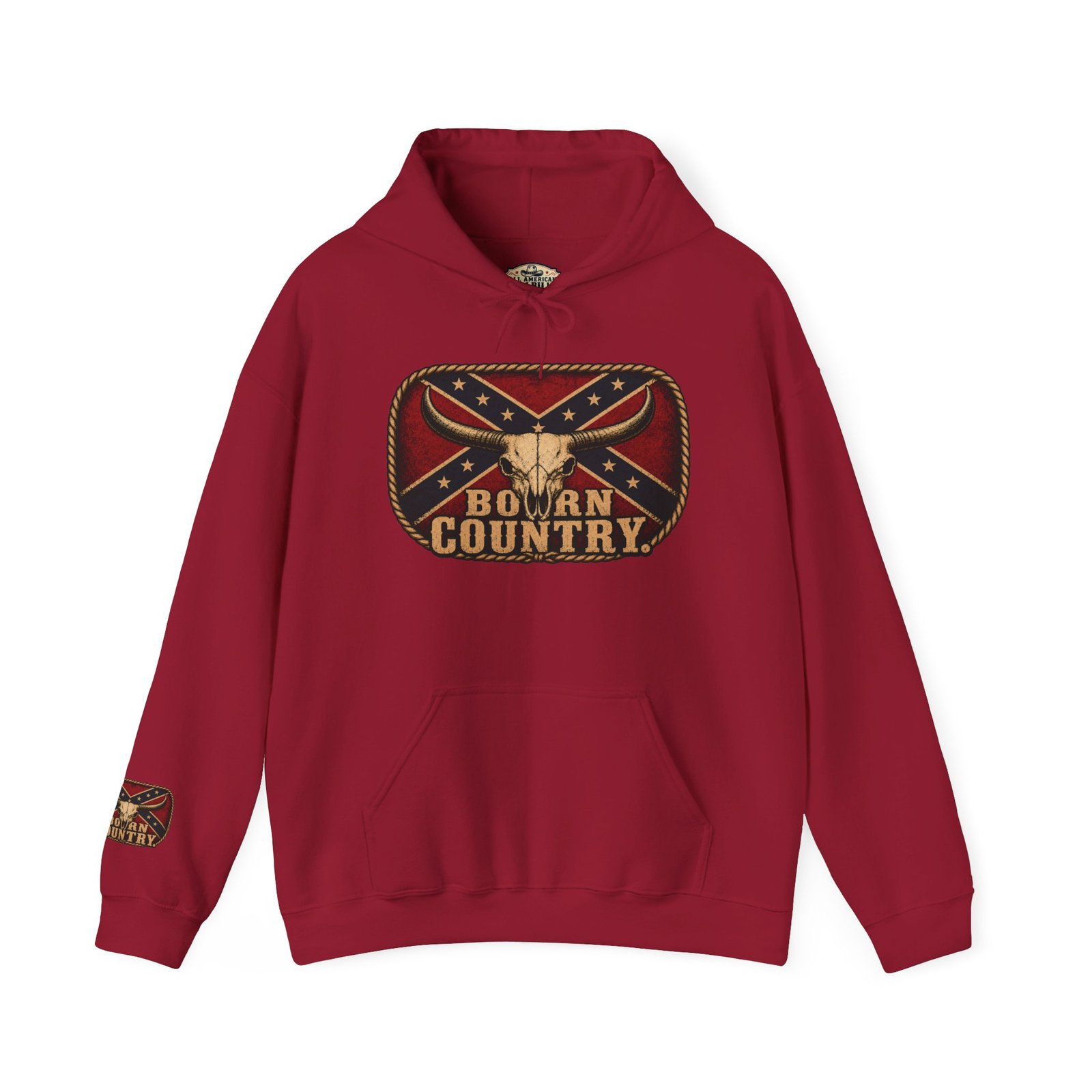 Hoodie - Confederate Pullover - 'Born Country' - Hooded Sweatshirt - Rebel - Choice of Colors - Image 21
