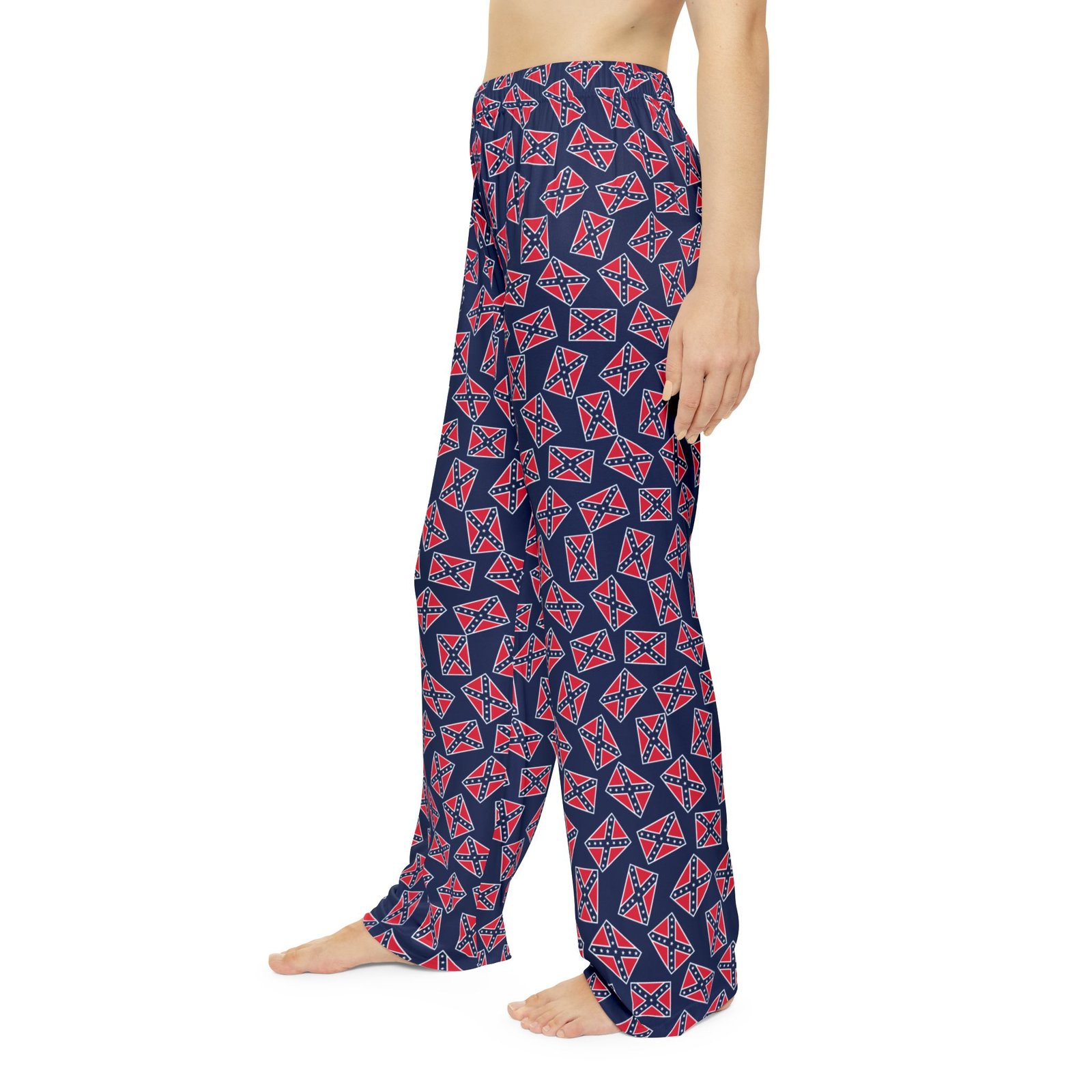 Women's Pajama Pants - Rebel Flag Pattern - Blue Background - Print Lounge Pants - Image 3