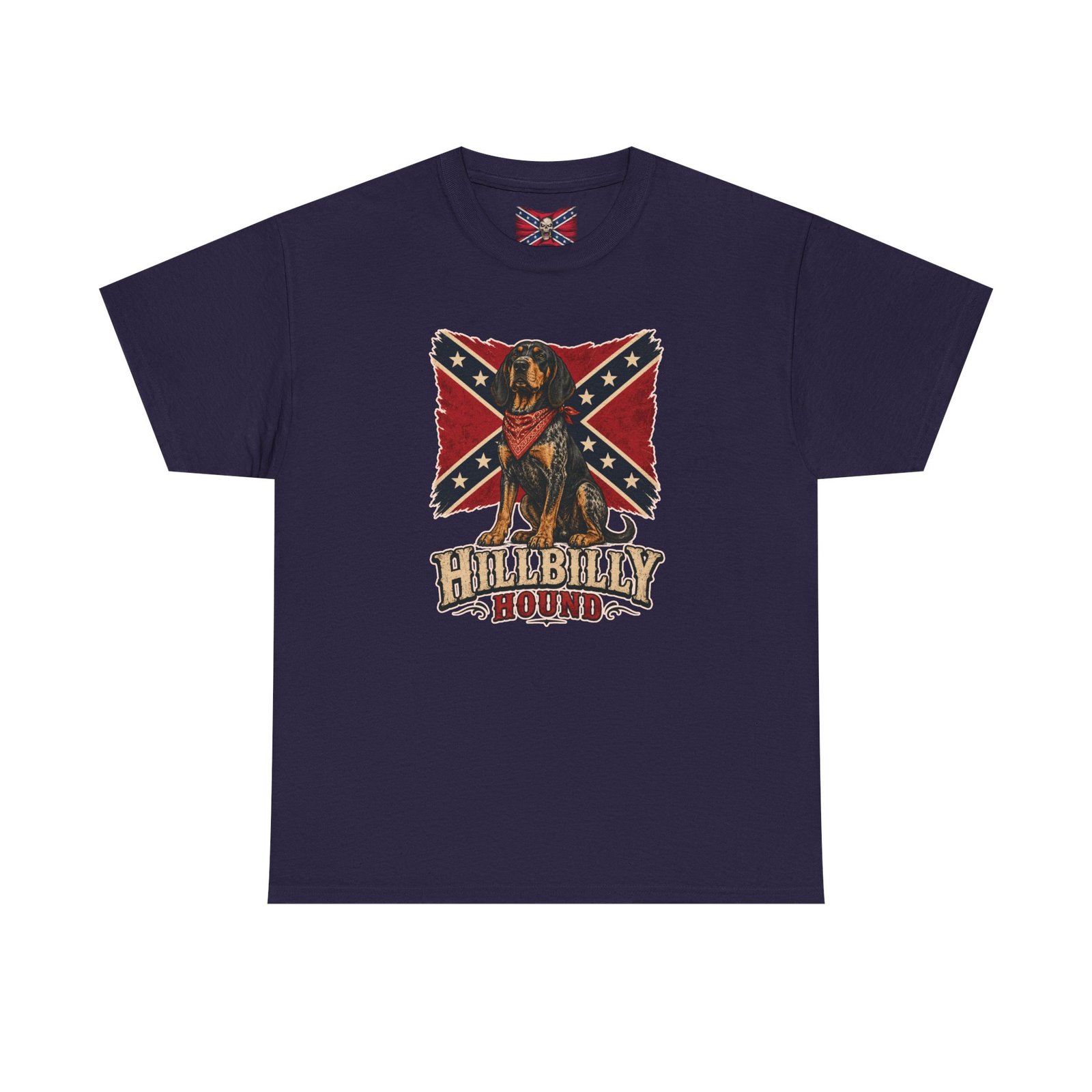 Confederate Flag - Dog - 'Hillbilly Hound' - Version 2 - Rebel T-Shirt - Unisex Heavy Cotton Tee - Image 25