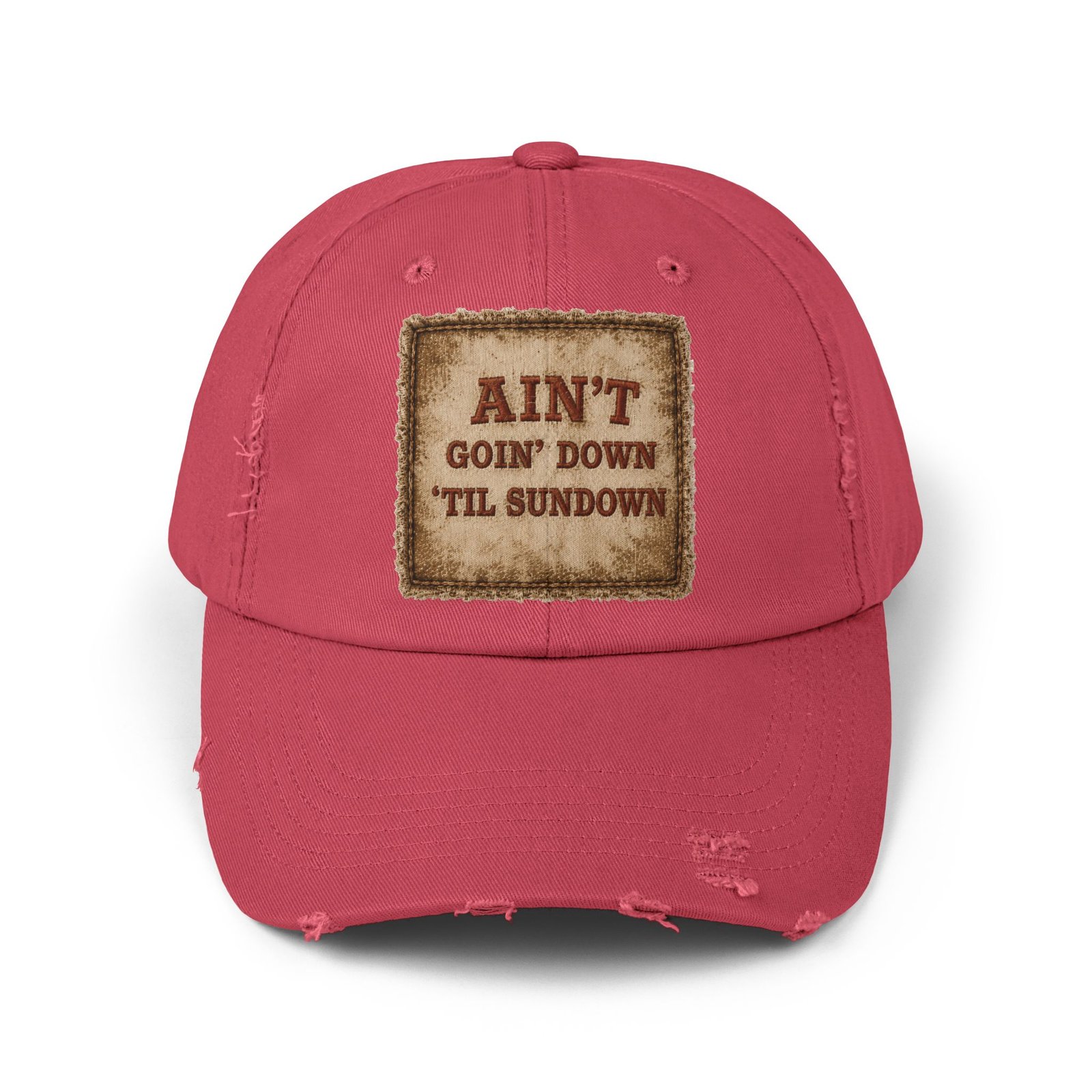 Distressed Baseball Cap - "Ain't Goin' Down 'Til Sundown" Patch Look 7 Distressed Baseball Cap - "Ain't Goin' Down 'Til Sundown" Patch Look - Image 7