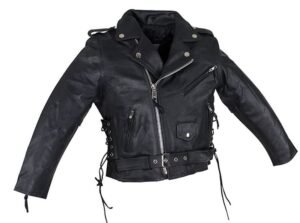 Leather Motorcycle Jacket - Kid's - Teen's - Side Laces - KD344-TEEN-DL