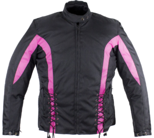 Ladies Textile Racing Jacket In Black and Pink -  LJ266-CCN-PINK-DL