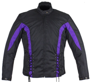 Ladies Textile Racing Jacket In Black and Purple -  LJ266-CCN-PURP-DL