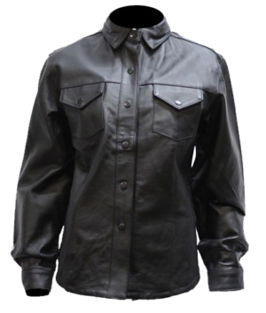 Leather Shirt - Women's - Black - Snap Closure - LJ276-BLK-09-DL