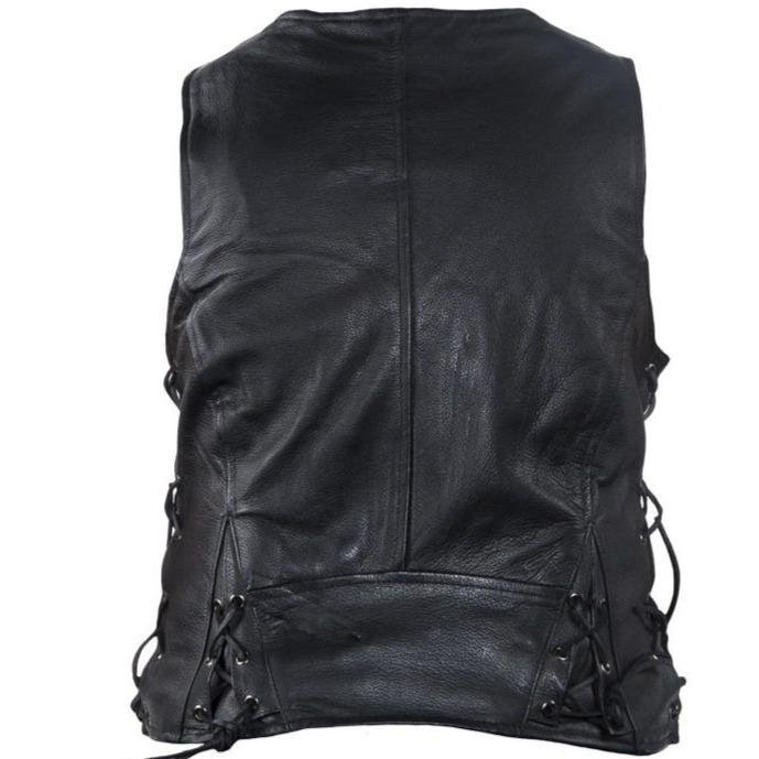 Women's Leather Vest with Side Laces and Concealed Carry Pocket - LV8509-DL - Image 2
