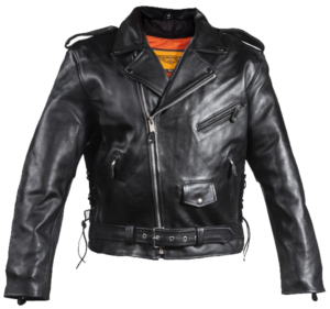 Naked Leather Motorcycle Police Style Jacket with Side Laces and Vents - Up To Size 72 -  MJ201-NK-DL
