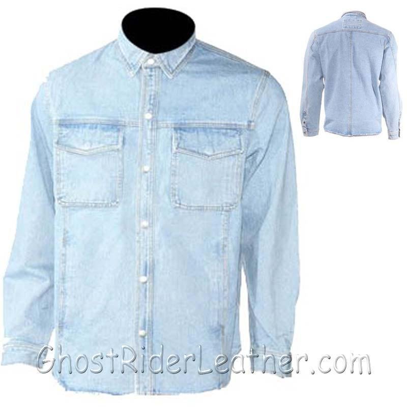 Denim Shirt - Men's - Light Blue - Snap Pockets - MJ777-DENIM-DL - Image 7