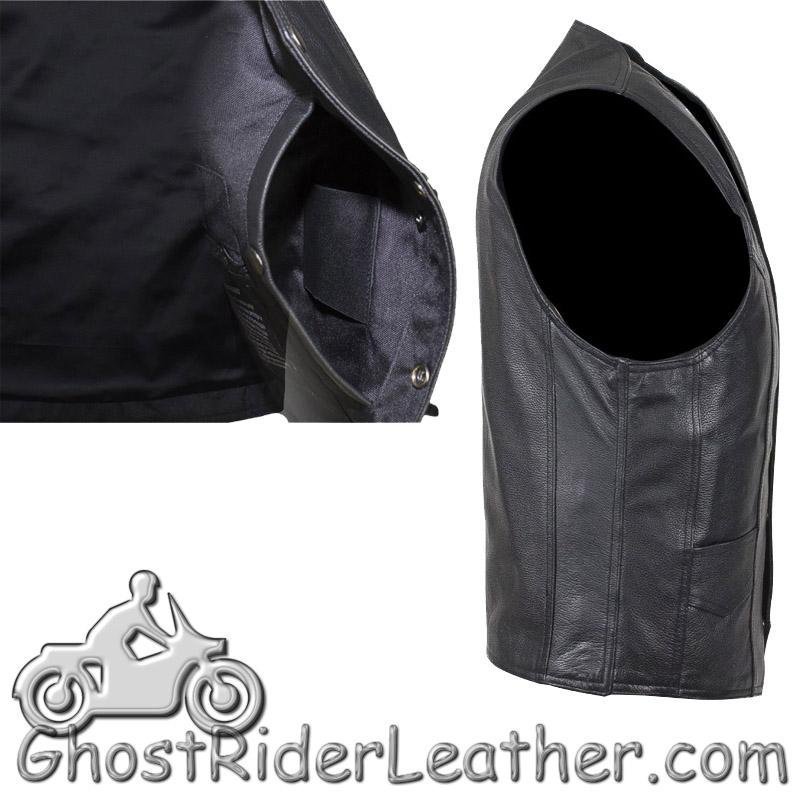 Leather Motorcycle Vest - Men's - Classic Style - MV302-88-DL - Image 5