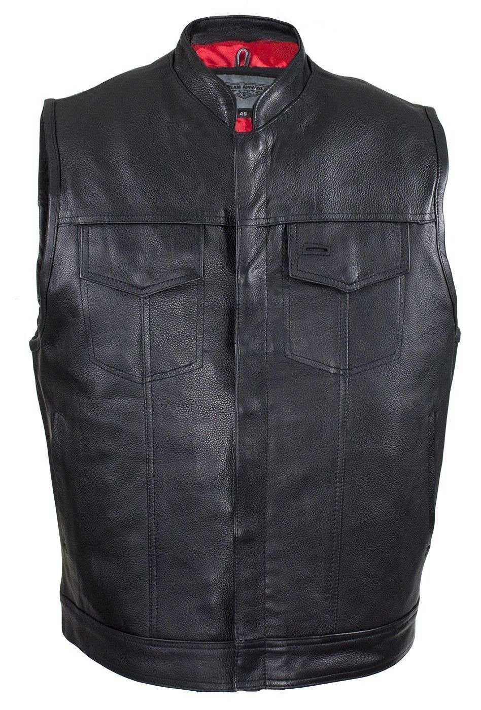 Leather Vest - Motorcycle Club - Red Lining - Premium - MV316-DL - Image 9
