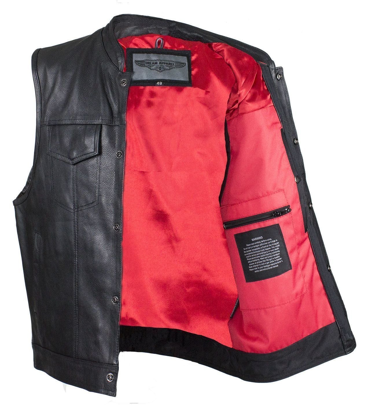 Leather Vest - Motorcycle Club - Red Lining - Premium - MV316-DL - Image 12
